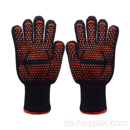 Hespax Aramid Silikon Küche BBQ -Handschuhe hitzebeständig